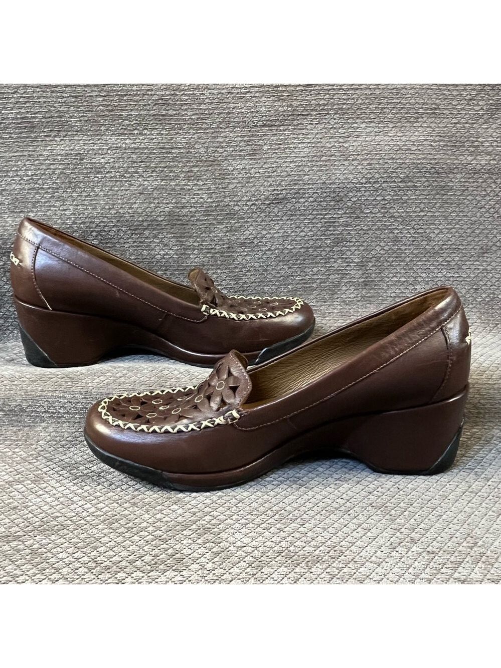 Nurture Gardner Women’s Brown Leather Wedge Loafers Comfort Heels 6.5 M EUC - Picture 6 of 14